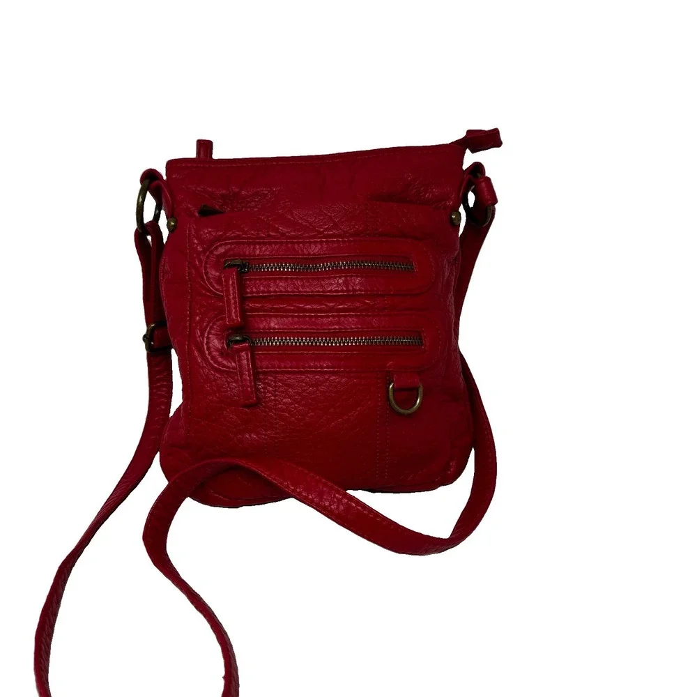 Ampere Creations Willa Red Crossbody Soft Vegan Leather Bag Zip Closure